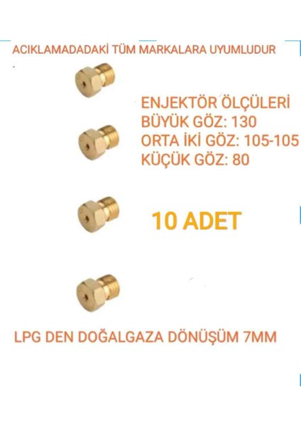 Ocak Lpg Den (Tüpten) Doğalgaza Dönüşüm Seti 10 Adet Uyumlu Markalar Açıklamada