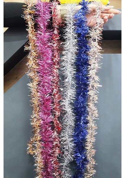 6’lı Renkli Yılbaşı Çam Süsü, 2m Tinsel Dekor, Simli Renkli 5cm Set fiyatları