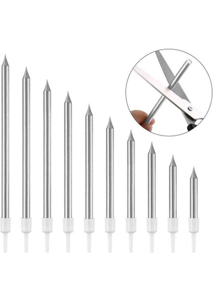 6 Adet Uzun Ince Gümüş Pasta Mumu 20 cm Parlak Gri Mum Mum Altlığı modelleri