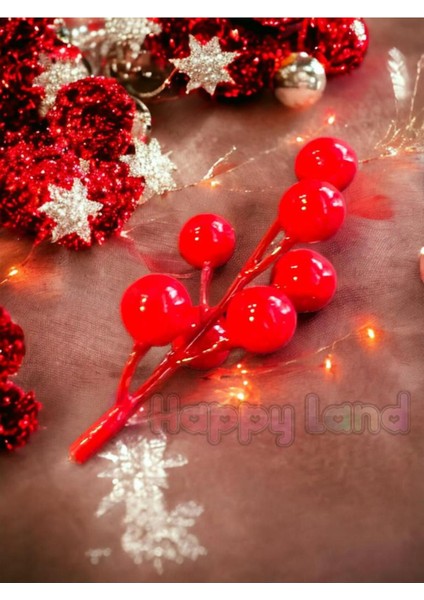 Kokina Kırmızı Berry Yılbaşı Ağaç Süsü 5 Adet 10 cm Yeni Yıl Kokina Süs Kiraz 5 Dallı fiyatları