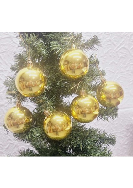 Yılbaşı Ağacı Süsü 6 cm Cici Gold Küre Top Süs Parlak Süs Büyük Küre 6lı fiyatları