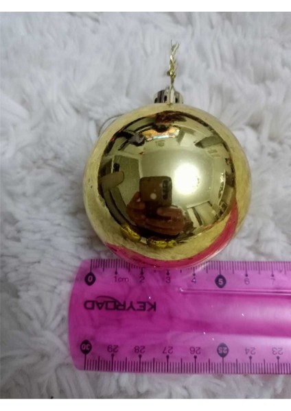 Yılbaşı Ağacı Süsü 6 cm Cici Gold Küre Top Süs Parlak Süs Büyük Küre 6lı fırsatları