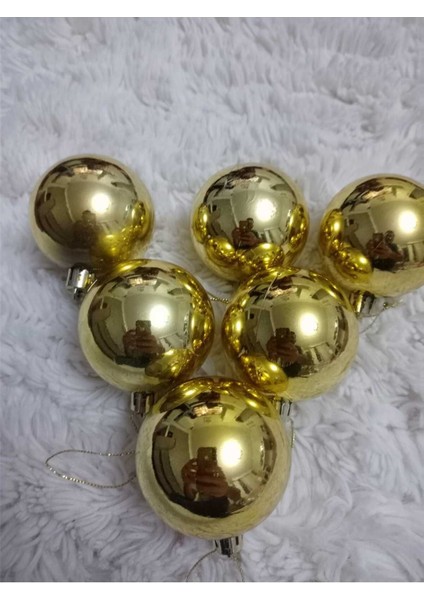 Yılbaşı Ağacı Süsü 6 cm Cici Gold Küre Top Süs Parlak Süs Büyük Küre 6lı indirimleri
