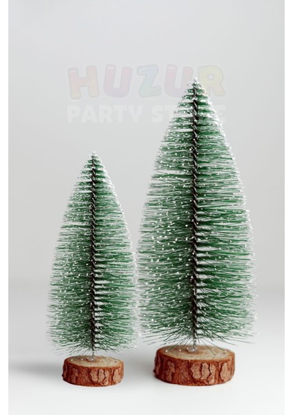 2'li Set Nevada Ağaç 10-15 cm Mini Masa Üzeri Yılbaşı Çam Ağacı Hediyelik Karlı Yılbaşı Hediyesi
