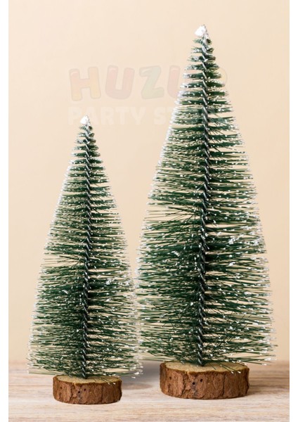 2'li Set Nevada Ağaç 10-15 cm Mini Masa Üzeri Yılbaşı Çam Ağacı Hediyelik Karlı Yılbaşı Hediyesi
