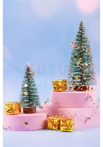 2'li Set Nevada Ağaç 10-15 cm Mini Masa Üzeri Yılbaşı Çam Ağacı Hediyelik Karlı Yılbaşı Hediyesi