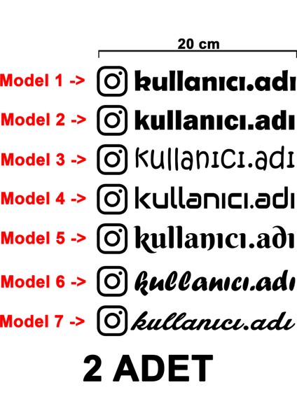 (2 Adet) Instagram Kullanıcı Adı Sticker - Instagram Sticker - Instagram Logo Sticker - Kullanıcı Adı Etiket - Cam Sticker