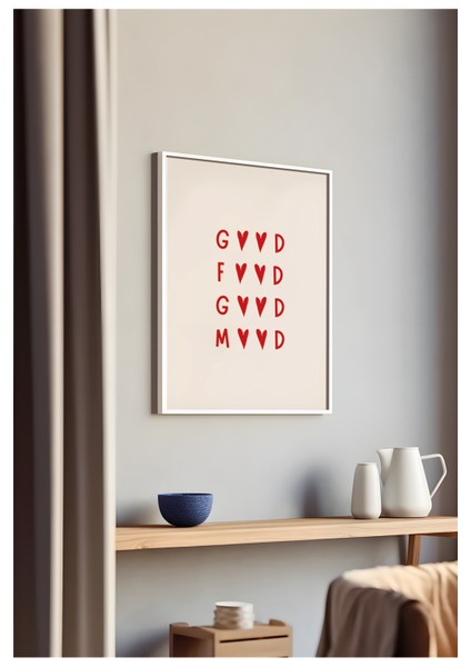 Doğal Ahşap Çerçeveli Tekli Minimalist Food Tablo - Ön Korumalı, POSTERLI-1P006
