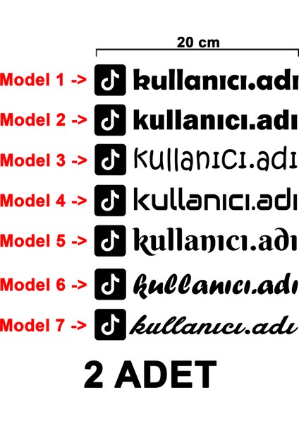 (2 Adet) Tiktok Kullanıcı Adı Sticker - Tiktok Sticker - Tiktok Logo Sticker - Kullanıcı Adı Etiket - Cam Sticker