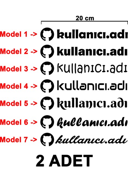 (2 Adet) Github Kullanıcı Adı Sticker - Github Sticker - Github Logo Sticker - Kullanıcı Adı Etiket - Cam Sticker