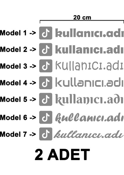 (2 Adet) Tiktok Kullanıcı Adı Sticker - Tiktok Sticker - Tiktok Logo Sticker - Kullanıcı Adı Etiket - Cam Sticker