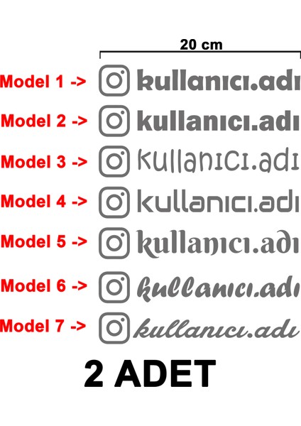 (2 Adet) Instagram Kullanıcı Adı Sticker - Instagram Sticker - Instagram Logo Sticker - Kullanıcı Adı Etiket - Cam Sticker