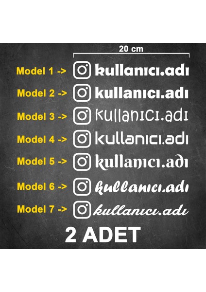 (2 Adet) Instagram Kullanıcı Adı Sticker - Instagram Sticker - Instagram Logo Sticker - Kullanıcı Adı Etiket - Cam Sticker