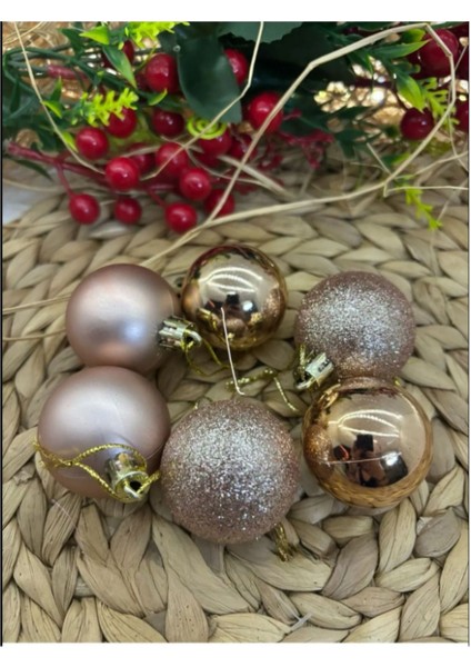 Yılbaşı Yeniyıl Christmas Çam Ağacı Gold Süsü Cici Top 4 cm 6