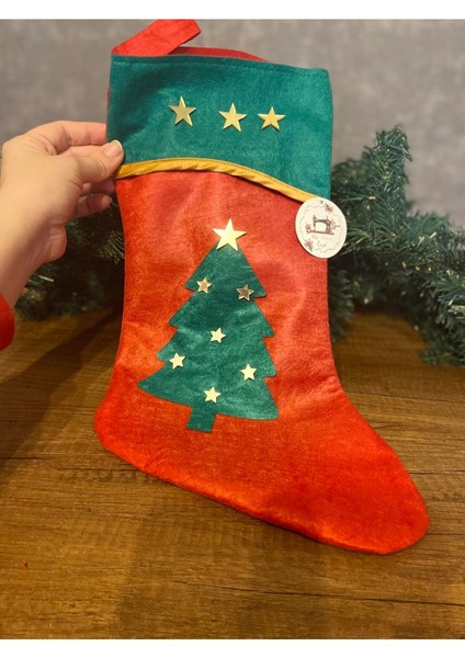 Yılbaşı Özel Lüks Çam Ağacı Desenli Çorap Hediye Kese Dekorasyon Çam Ağacı Süsü fiyatları