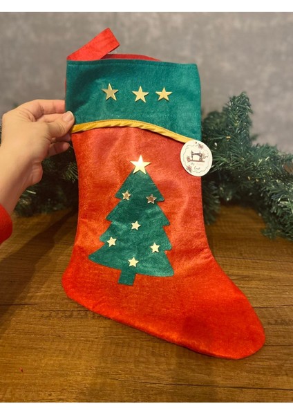 Yılbaşı Özel Lüks Çam Ağacı Desenli Çorap Hediye Kese Dekorasyon Çam Ağacı Süsü fırsatları