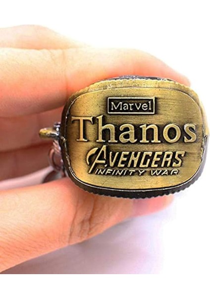 Thanos 3D El Figür Taşlı Metal Anahtarlık - Parlak Altın Renk - 2 Adet