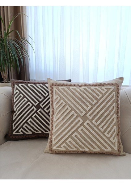 Punch Nakışlı Kırlent Kılıfı | 2'li Takım Kırlent Kılıfı | Geometrik Desenli Kırlent Kılıfı