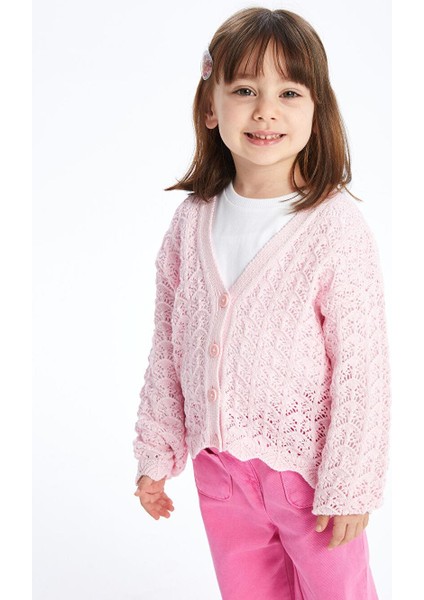 Baby Pembe V Yaka Kız Bebek Triko Hırka fırsatları