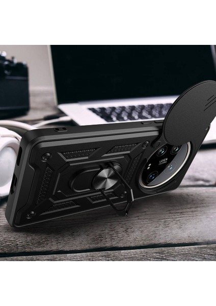 Xiaomi Mi 14 Ultra Kılıf Magnetik Standlı Kamera Korumalı Zore Sürgülü Vega Kapak fiyatları