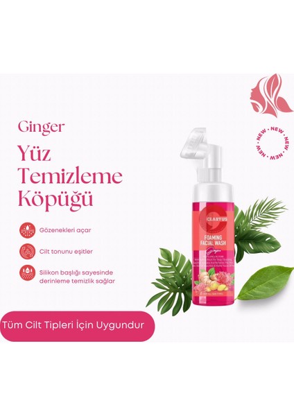 Yüz Yıkama Köpüğü Gözenek Açıcı Silikon Fırça Başlıklı Yüz Temizleyici Aleo Vera