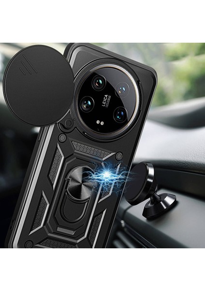 Xiaomi Mi 14 Ultra Kılıf Magnetik Standlı Kamera Korumalı Zore Sürgülü Vega Kapak modelleri