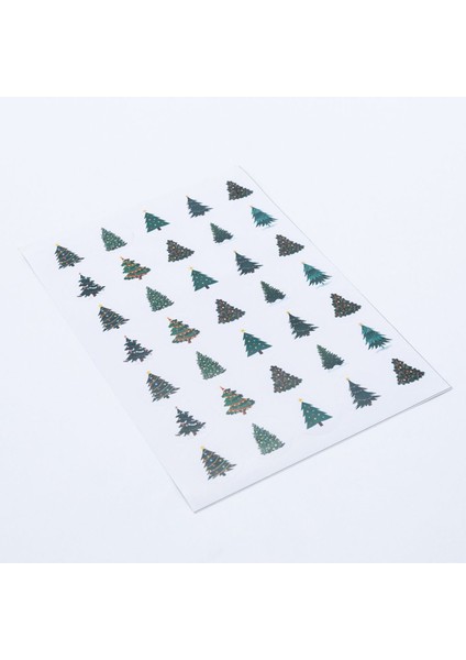 Yılbaşı Süsü Sticker, Çam Ağaçları, 3 Cm, 35 Adet