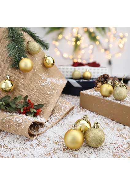 12'li Gold 3 5 cm Yılbaşı Topu 12'li Noel Topu 12'li Çam Ağacı Topu 12 Süs Topu