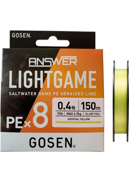 Answer Light Game Pe 8 Örgü 0.4pe 150MT Cocktail Yellow Lrf Ip Misina