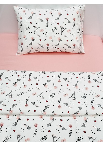%100 Pamuklu Kumaştan Bebek 5 Parça Yorgan ve Nevresim Takımı & Park Beşik Seti (70 x 120 Cm)