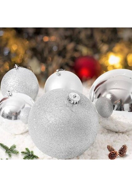 Gümüş Yılbaşı Topu Simli - Parlak - Mat 20 Adet 10 cm