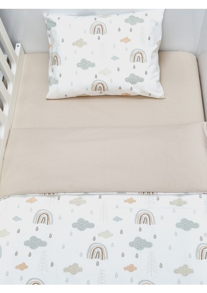 %100 Pamuklu Kumaştan Bebek 5 Parça Yorgan ve Nevresim Takımı & Park Beşik Seti (70 x 120 Cm)
