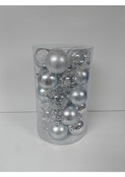 6 cm Premıum Yılbaşı Ağaç Süsleme Topları 25'li Paket - Gümüş Renk