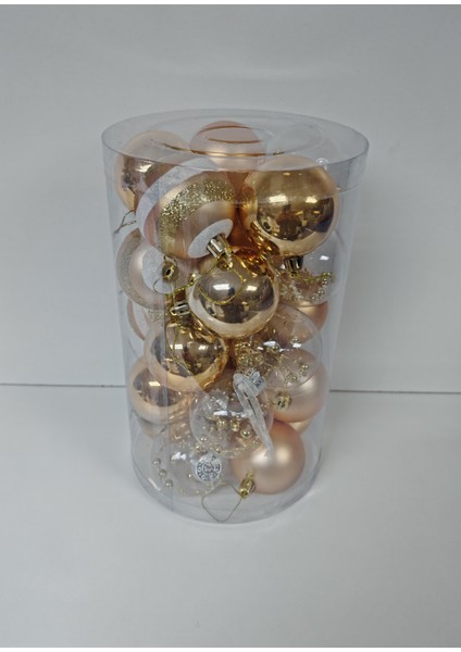 6 cm Premıum Yılbaşı Ağaç Süsleme Topları 25'li Paket -Gold Renk