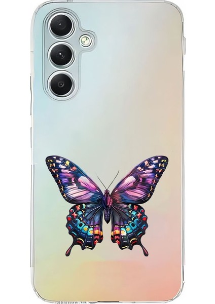Samsung Galaxy A55 Uyumlu Renkli Kelebek Desenli Silikon Kılıf