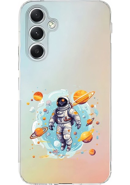Samsung Galaxy A55 Uyumlu Astronot Rüyası Desenli Silikon Kılıf