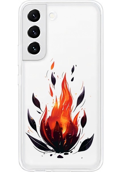 Samsung Galaxy S21 Fe Uyumlu Ateş Alevi Desenli Silikon Kılıf