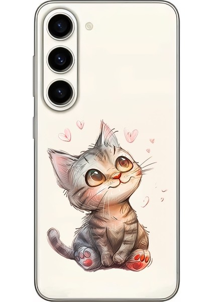 Samsung Galaxy S24 Uyumlu Kalpli Kediler Desenli Silikon Kılıf