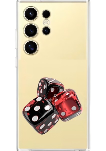 Samsung Galaxy S24 Ultra Uyumlu Siyah Şans Zarları Desenli Silikon Kılıf