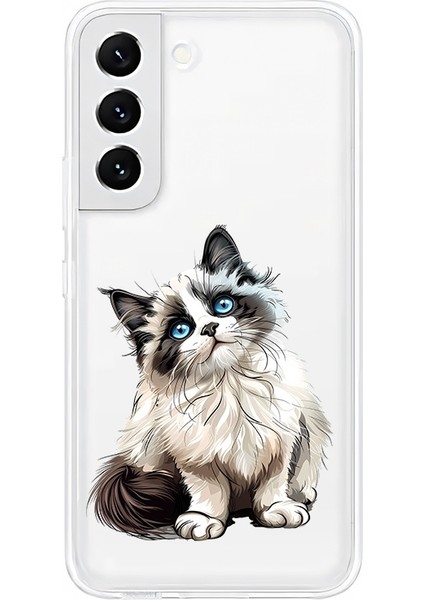Samsung Galaxy S21 Uyumlu Sevimli Kedi Desenli Silikon Kılıf