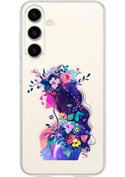 Samsung Galaxy S24 Fe Uyumlu Çiçekli Kadın Desenli Silikon Kılıf