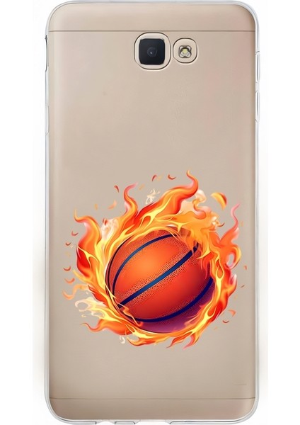 Samsung Galaxy J7 Prime Uyumlu Alevli Basketbol Desenli Silikon Kılıf