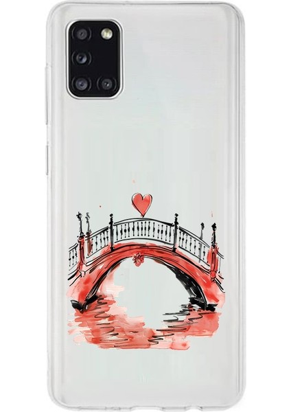Samsung Galaxy A31 Uyumlu Aşk Köprüsü Desenli Silikon Kılıf
