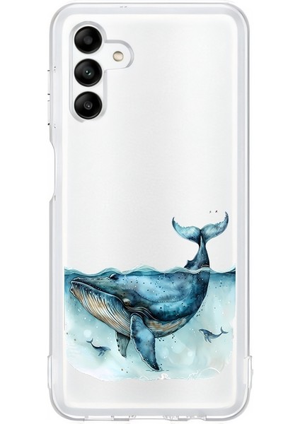 Samsung Galaxy M23 Uyumlu Mavi Balina Desenli Silikon Kılıf