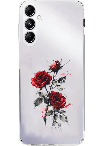 Samsung Galaxy A54 Uyumlu Kırmızı Güller Desenli Silikon Kılıf