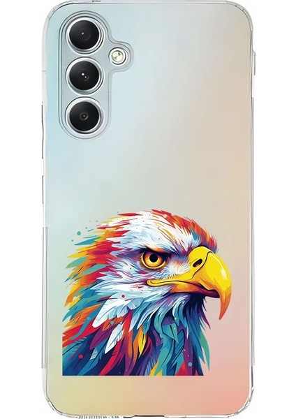 Samsung Galaxy A55 Uyumlu Renkli Kartal Desenli Silikon Kılıf