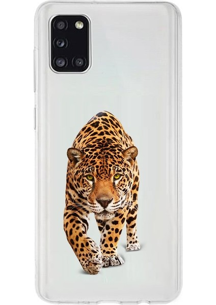 Samsung Galaxy A31 Uyumlu Yırtıcı Leopar Desenli Silikon Kılıf