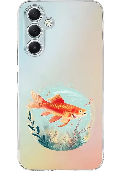 Samsung Galaxy A35 Uyumlu Altın Balık Desenli Silikon Kılıf