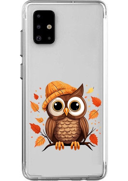 Samsung Galaxy A71 Uyumlu Baykuş Sonbahar Desenli Silikon Kılıf