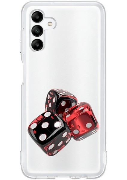 Samsung Galaxy A04S Uyumlu Siyah Şans Zarları Desenli Silikon Kılıf